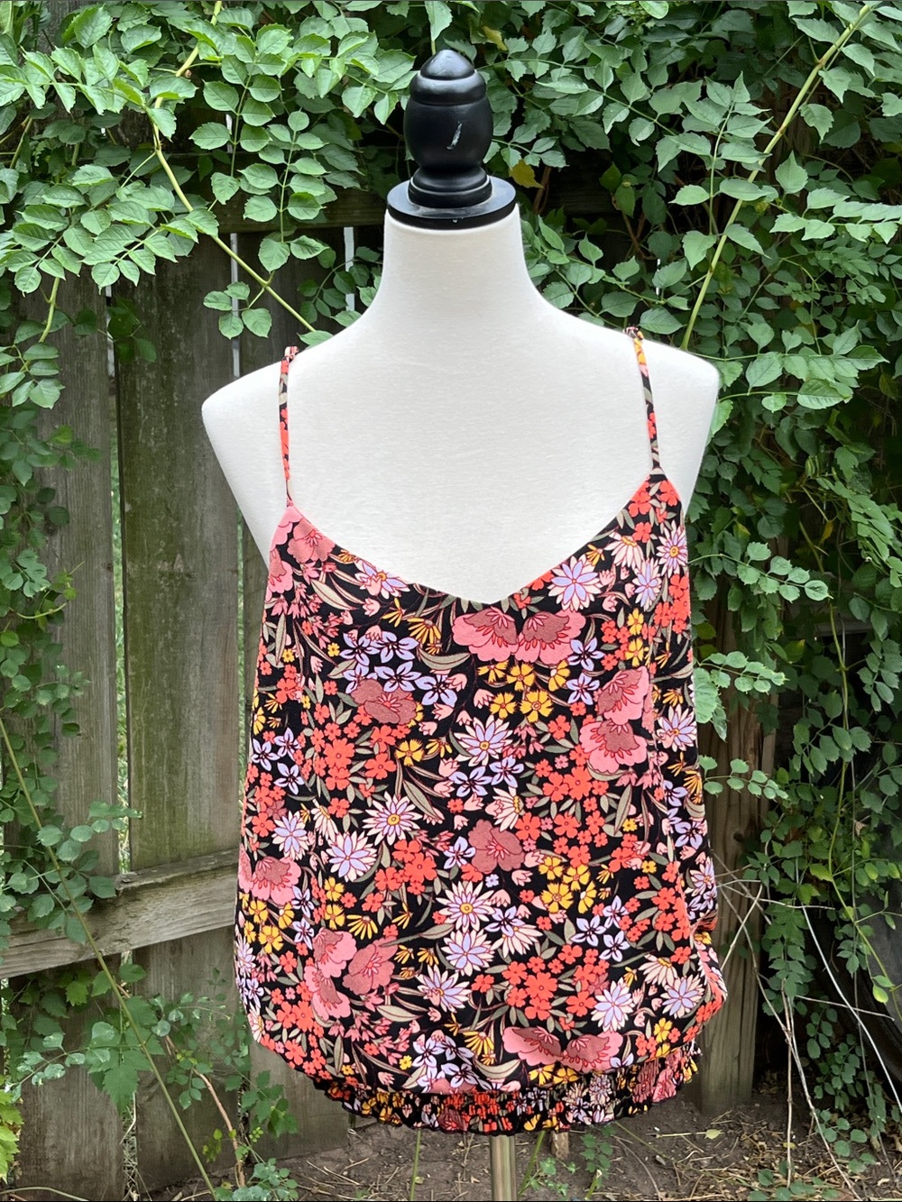 Daytrip Black Floral Spaghetti-Strap Cami